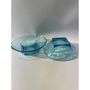 Vintage Hazel Atlas Capri Colony Blue Glass Bowls set of 2 Retro MCM